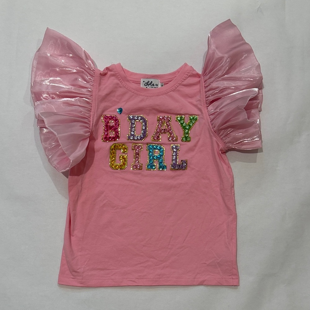 Lola + The Boys Pink B Day Girl Short Sleeve Shirt